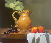 Rustic Charm-Earthen Jug  Still Life Oil Painting -16" x 24"