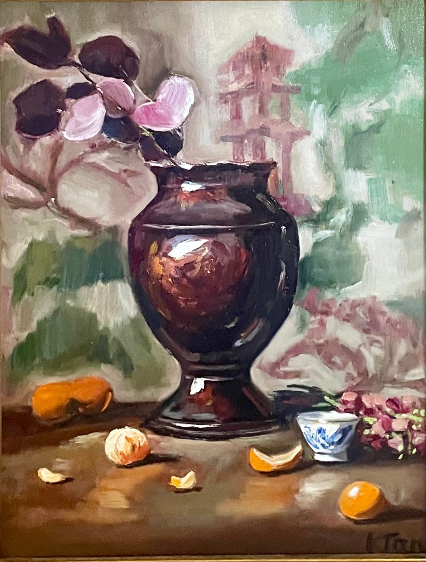 Grand Vase Still Life Oil Painting (Framed) -11" X 14"