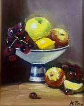 Fruit Bowl Still Life Oil Painting (Framed) - 8" X 10"