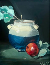 Blue and White Vase Still Life Oil Painting - 8" x 10"