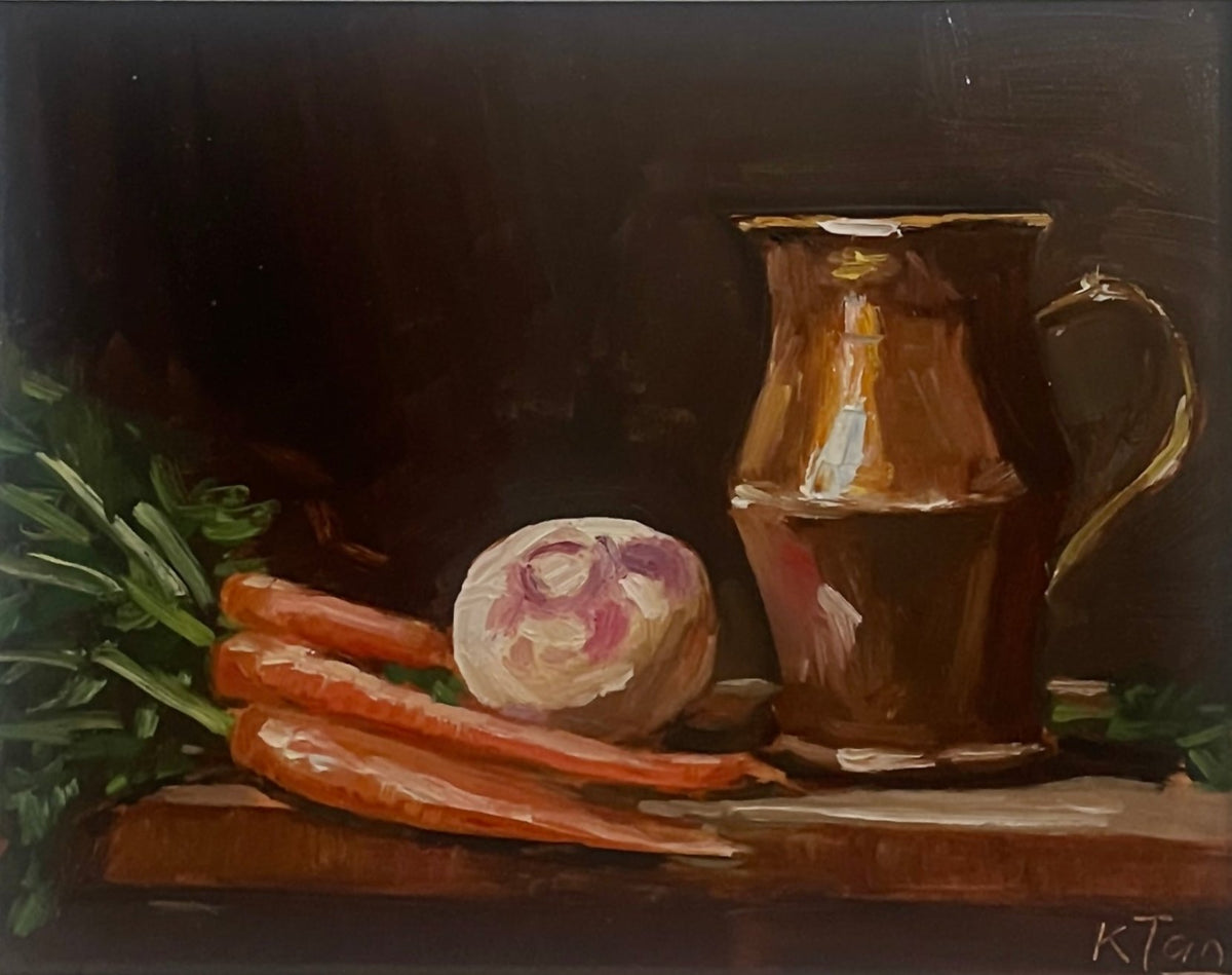 Carrots and Copper Pitcher (Framed) - 8" x 10"