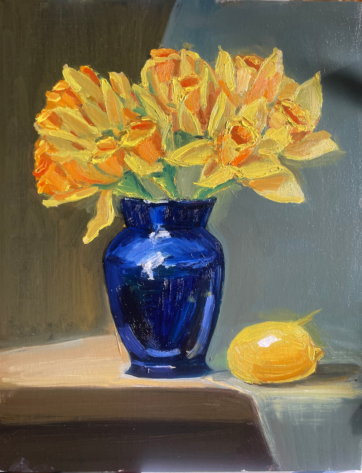 Golden Splendor - Yellow Daffodils - 11" x 14" - Oil on Linen Canvas Board