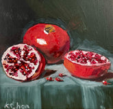 Red Pomegranates - 8" x 8" - Oil on Wood Panel - $200